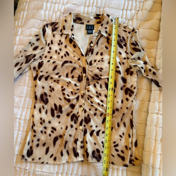 INC International Concepts Animal Print Brown & Cream Button-Down Shirt - Picture 3 of 5